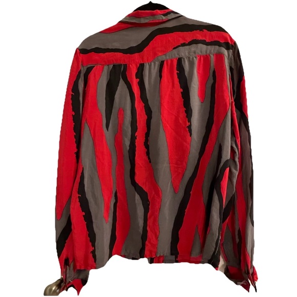 Vintage Balenciaga 100% Silk Abstract Print Button Front Blouse Size 12 - Picture 7 of 8